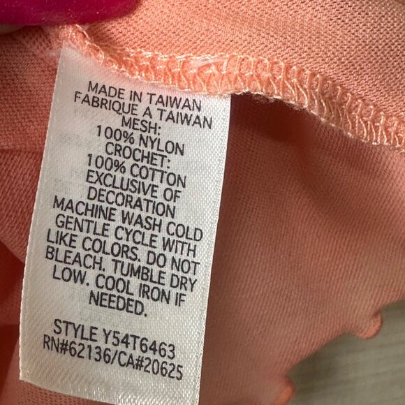 Guess Jeans Authentic Vintage Crochet & Nylon Peach Lace Trim Cami Top S/P - Picture 4 of 13